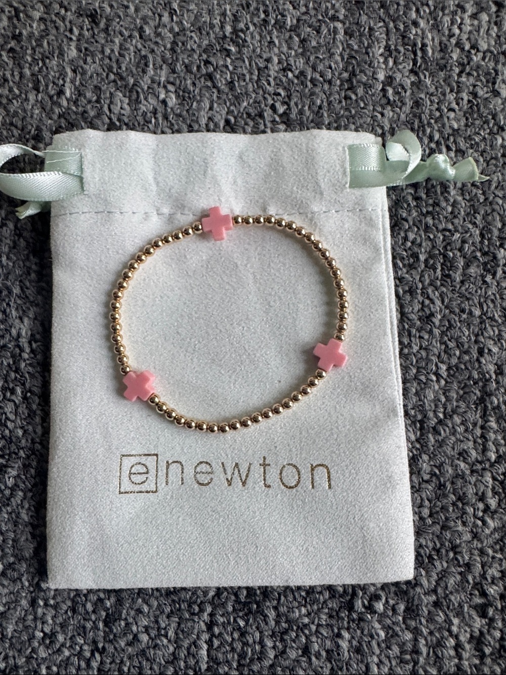 E Newton Pink Cross Accent Bracelet with Gold Beads
